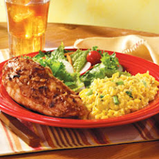 Roasted Chicken Au Jus With Cheddar Broccoli Rice
