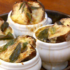 English Onion Soup with Sage and Cheddar