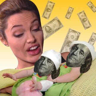 TMZ parodized Angelina Jolie Brad Pitt money twin babies
