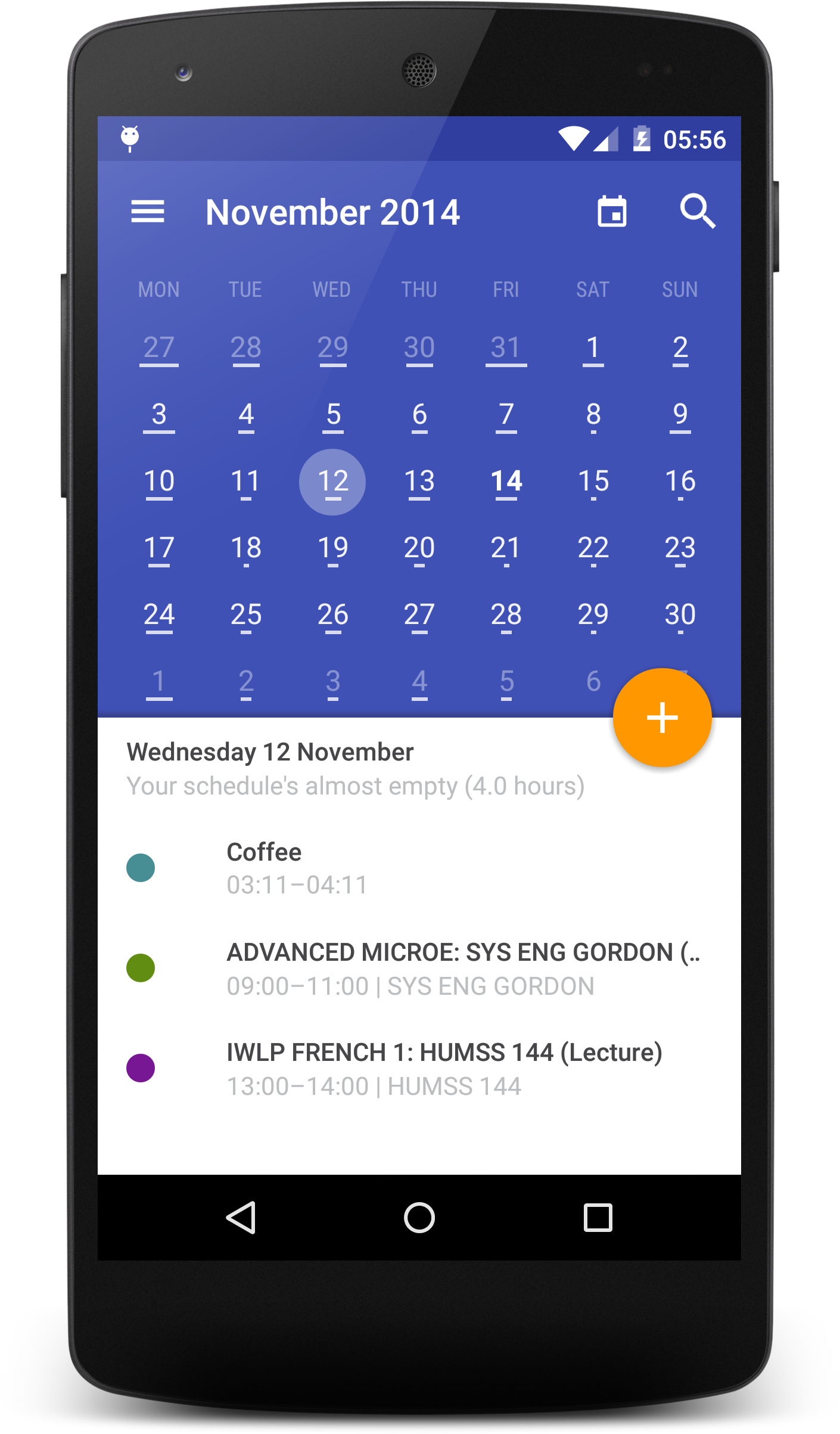 Android application Today Calendar Pro screenshort