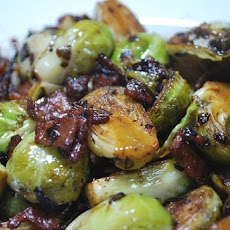 Pan Roasted Brussel Sprouts with Bacon & Shallot