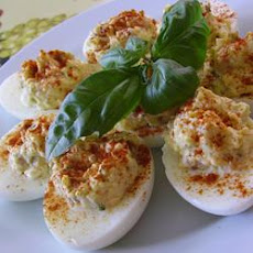 Garlic, Basil, and Bacon Deviled Eggs