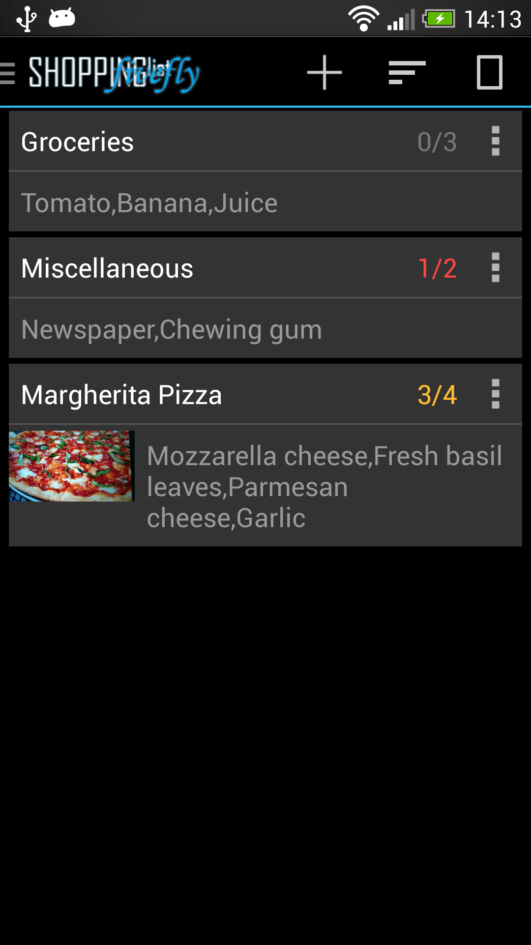 Android application Shopping list license screenshort