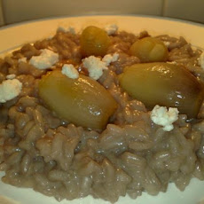 Red Wine and Goats Cheese Risotto With Caramelised Baby Onions