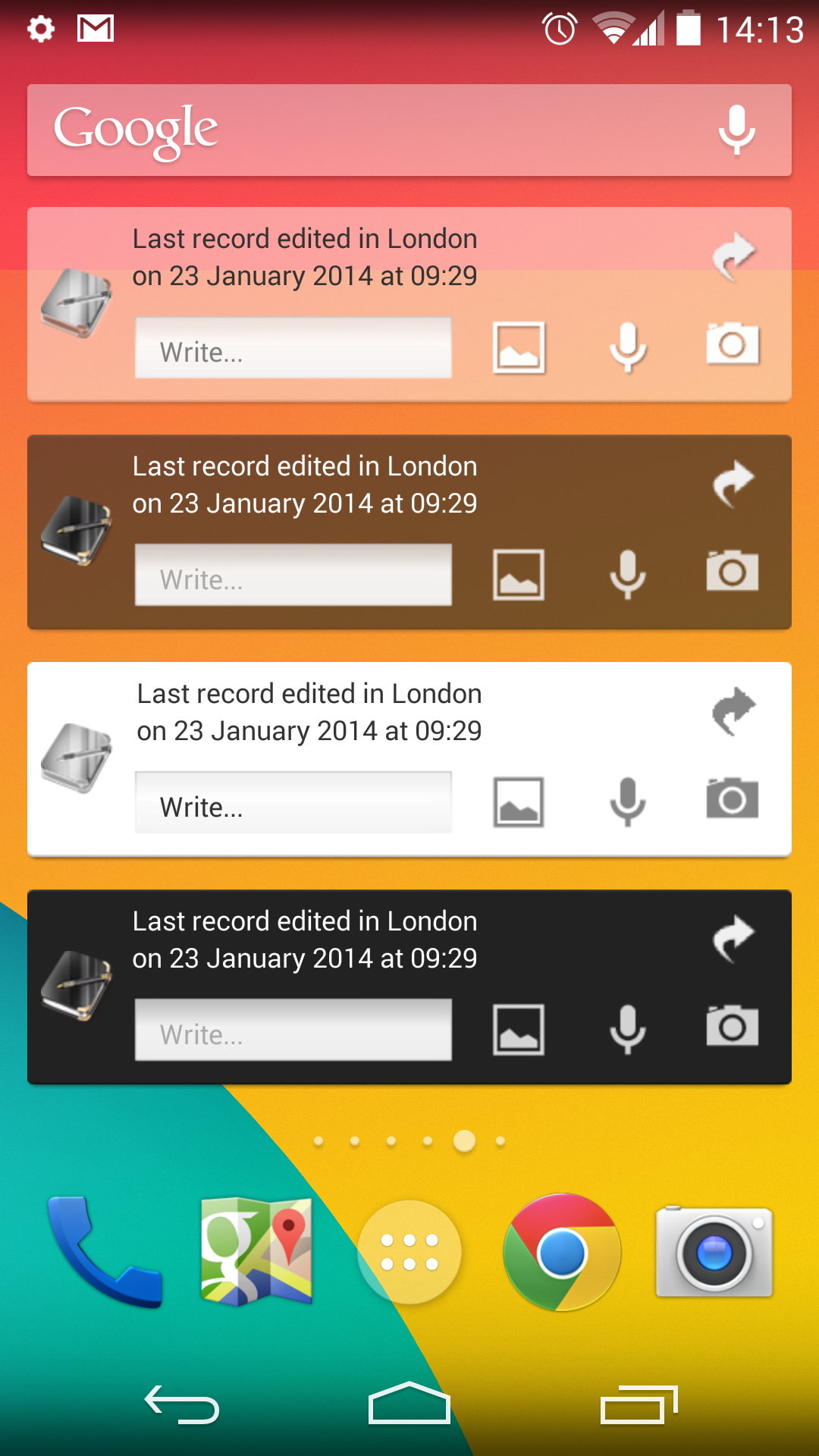 Android application Memoires Widgets screenshort