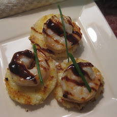 Grilled Grits with Shrimp and Bourbon Coffee Glaze