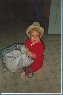 Jesse with cowboy hat in pajamas