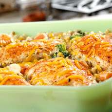 Chicken, Seasoned Rice and Vegetable Casserole