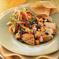 Chicken Breasts with Cornmeal-Coriander Crust and Black Bean-Mango Salsa