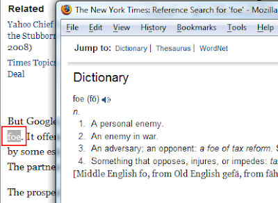 Tech Dreams: New York Times Articles Pop up Word Definition On Double Click  - Excellent Feature Of NYT
