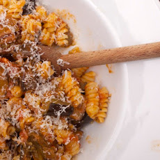 Eggplant, Mushroom, and Gorgonzola Cheese Pasta