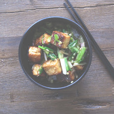 Tofu With Green Garlic, Green Onions + White Shoyu