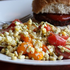 Tomato and Raw Corn Salad with Basil-Lime Dressing