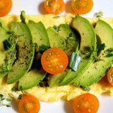 Fresh Herb & Goat Cheese Omelet with Avocado & Pear