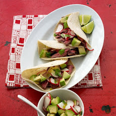 Beef Tacos with Radish and Avocado Salsa