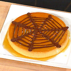 Sweet Potato Flan with Chocolate Spider's Web