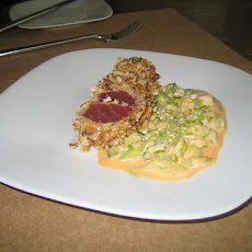 Rice Crackers With Goat Cheese and Edamame