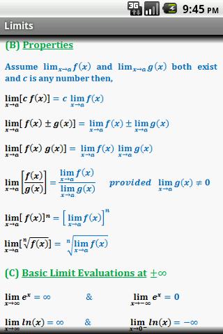 Calculus Quick Reference Free