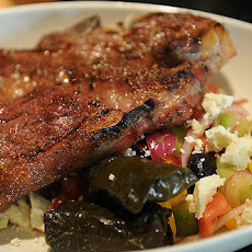 Grilled Blade Chops over Greek Salad