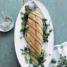 Poached Salmon with Cucumber, Cress, and Caper Sauce