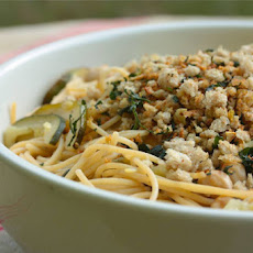 Pasta with Zucchini, Chickpeas and Gremolata Bread Crumbs