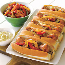 Grilled Sausages with Mixed-Pepper Compote