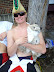 Jake in a happy state. Napoleon, Taco Bell hat, Moto pants