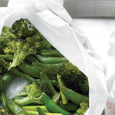 Broccoli, Asparagus, and Snap Peas in Parchment