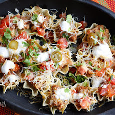 Skinny Loaded Nachos with Turkey, Beans and Cheese