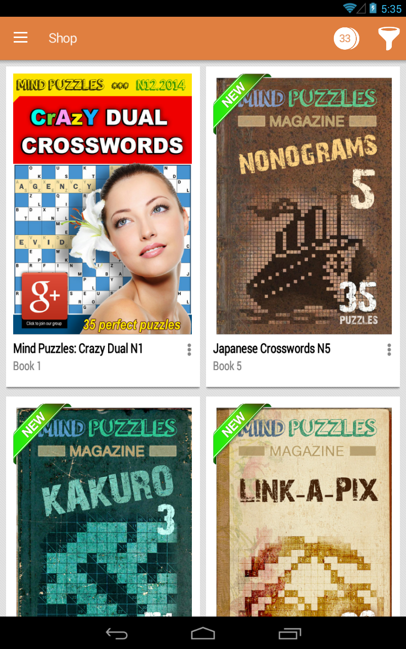 Android application Crossword Shop screenshort