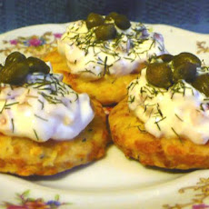 Pepper and Cheddar Shortbread Canapés With Smoked Salmon