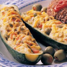 Olive-Cheese Zucchini Boats