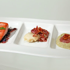 Pan Seared Salmon with Pancetta Fried Cabbage and Thyme Beurre Blanc Sauce