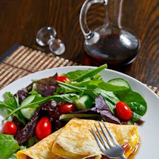 Ham, Egg and Gruyere Crepes with Maple Syrup