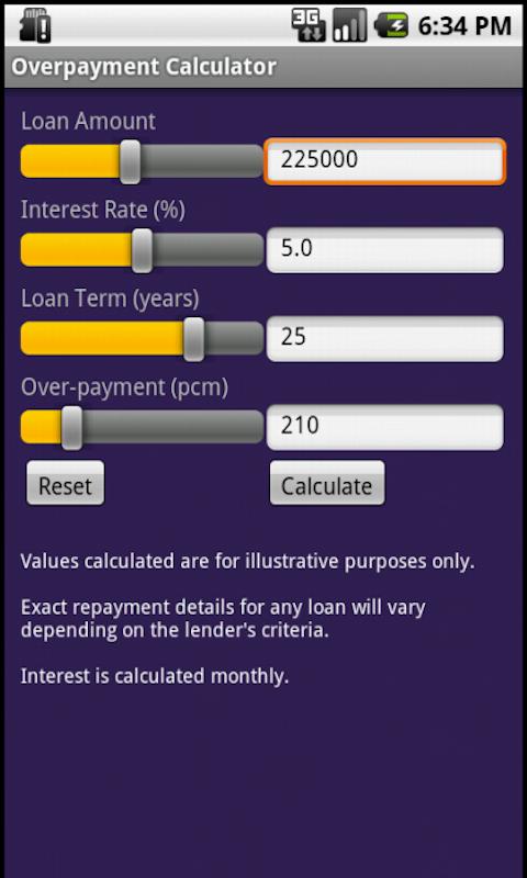 Android application Overpayment Calculator Pro screenshort