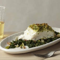 Panko-Crusted Halibut with Swiss Chard
