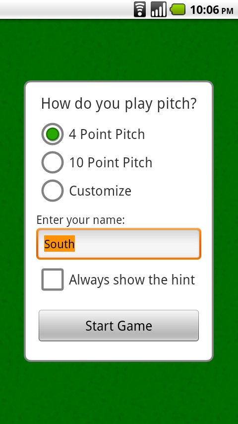 Android application Pitch screenshort