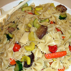 Pasta with Roasted Vegetables, Tomatoes, and Basil