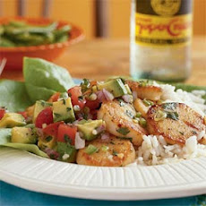 Citrus-Glazed Scallops with Avocado Salsa