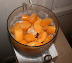 Freshly juiced oranges frozen into cubes + frozen coconut water = sorbet from heaven