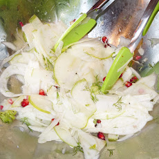 Salty Sweet Apple Fennel Salad with Pomegranate Seeds
