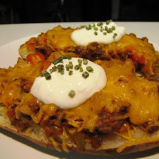 Ground Beef and Salsa Stuffed Potatoes