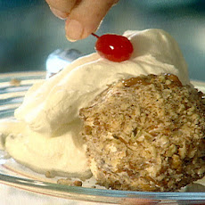 Ice Cream Balls with Pecans and Caramel Sauce