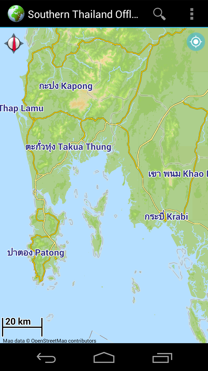 Android application Offline Map Southern Thailand screenshort