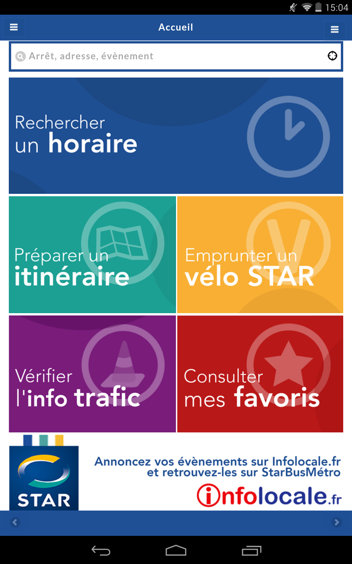 Android application Star Bus Métro screenshort