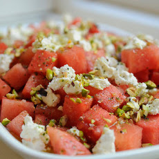 Watermelon and Goat Cheese Salad with a Verbena Infused Vinaigrette