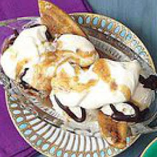 Bananas Foster Split with Bourbon Whipped Cream