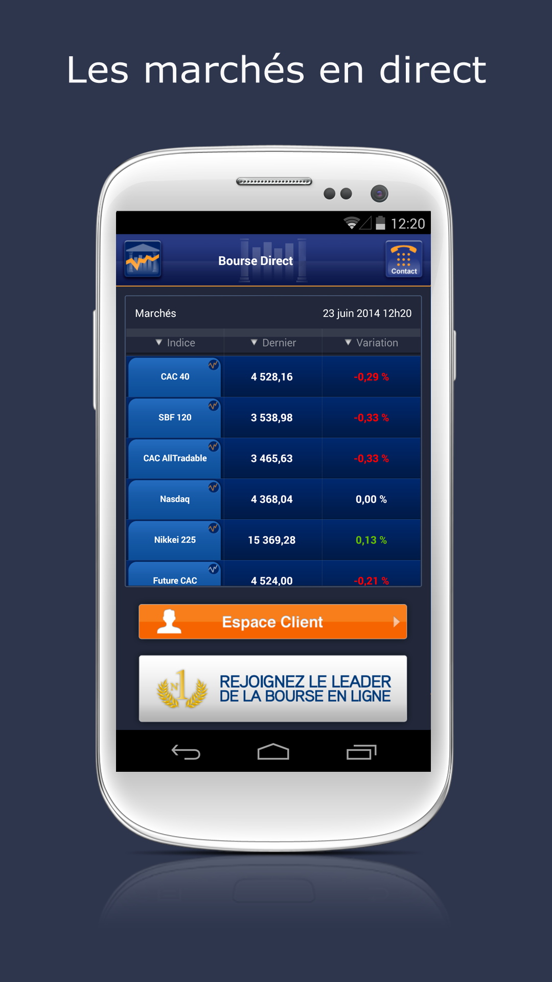 Android application Bourse Direct screenshort