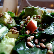 Massaged Kale Salad with Radish, Apple, Avocado, and Roasted Sunflower Seeds