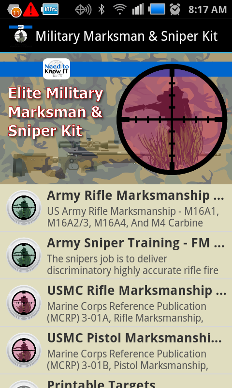 Android application Military Marksman &amp; Sniper Kit screenshort
